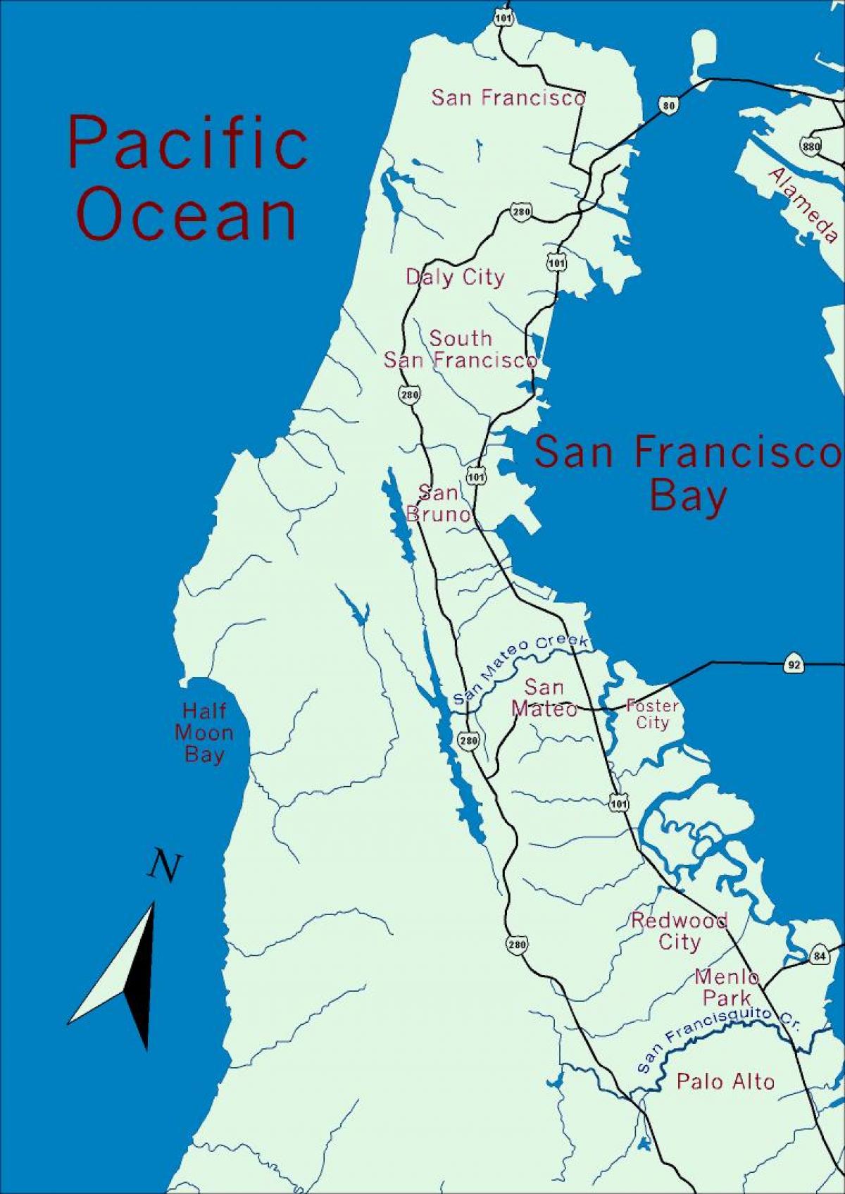 Mapa de la zona de la bahía de la península de