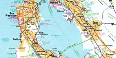 Mapa de la zona de la bahía de la autopista sin peaje 