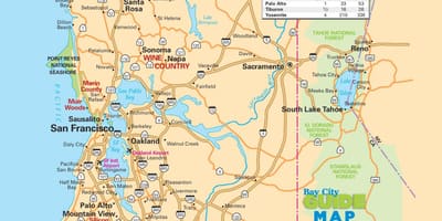 Mapa de la zona de la bahía de la carretera