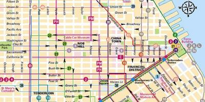 Las líneas de teleférico de San Francisco mapa