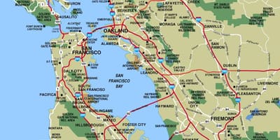 Mapa de las ciudades de los alrededores de San Francisco
