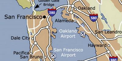 Mapa del aeropuerto de San Francisco y alrededores