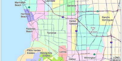 Mapa del sur de la zona de la bahía de ca