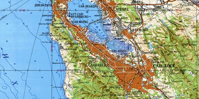 Área de San Francisco bay mapa topográfico