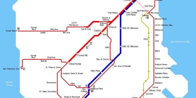 San Fran tranvía mapa