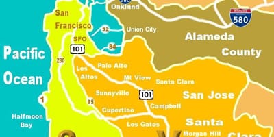 Mapa de silicon valley ubicación