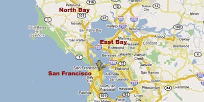 El norte de la bahía de california mapa de la zona
